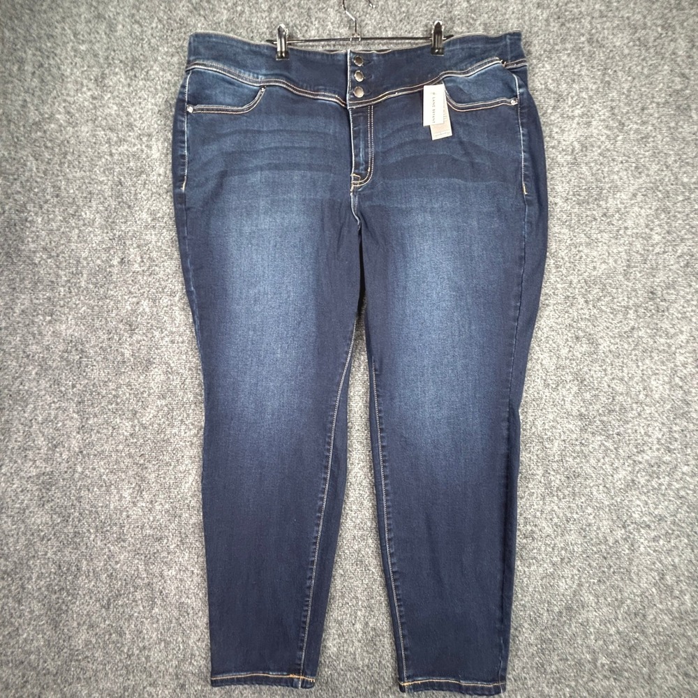 Lane Bryant Dark Wash High Rise Skinny‎ Jeans Plus Size 24 Triple Button Stretch